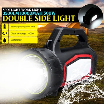 

500W High Power Super Bright LED Searchlight Outdoor Hunting Handheld Portable Spotlight Lantern Rechargeable Flashlight Lamp