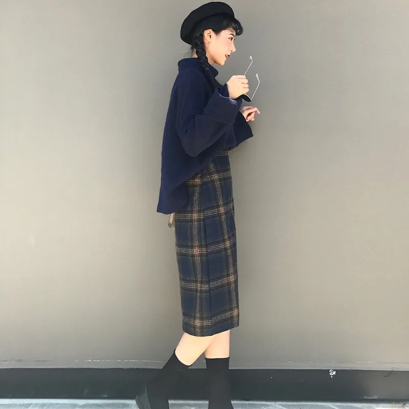 Размера плюс Harajuku длинная юбка в Корейском стиле клетчатая юбка Для женщин Высокая Талия школьное плиссированное платье для девочек клетчатая юбка винтажная длинная юбка в Корейском стиле