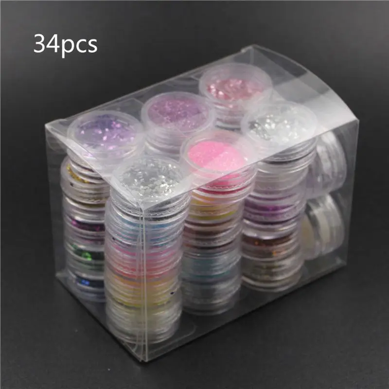 Cheap Chance for  34 Colors Resin Pigment Mica Powder Glitters Sequains Nail Art Jewelry Making