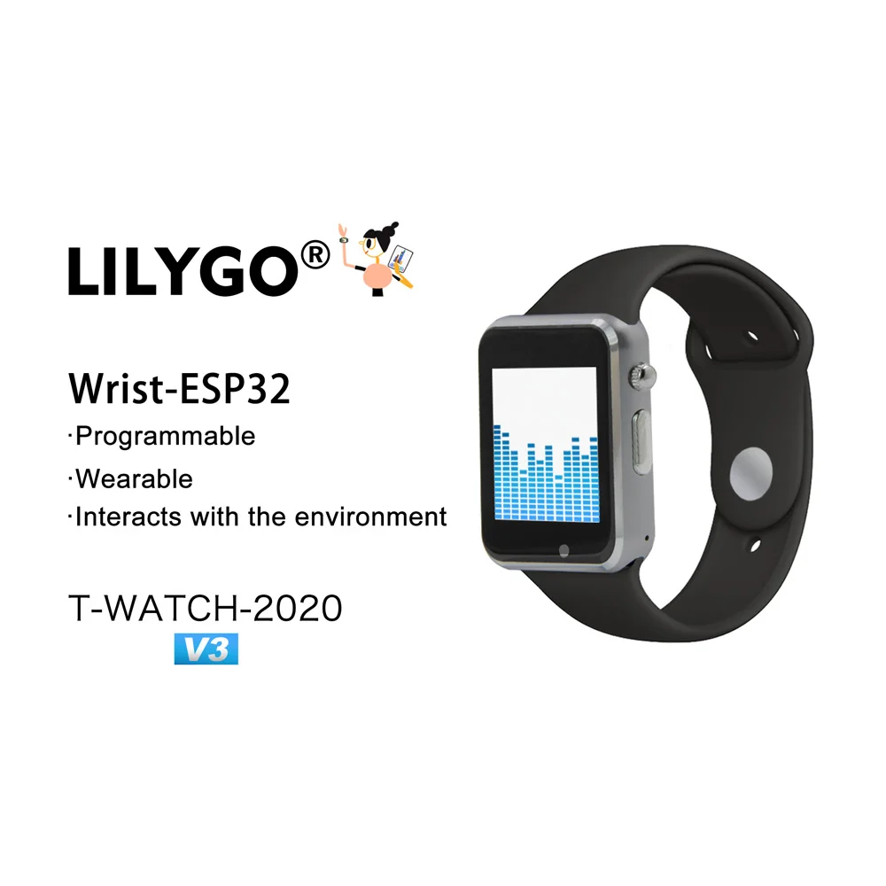 LILYGO T-WATCH-2020 V3 Microphone IPS Touchable ESP32 WIFI Bluetooth Vibration Motor Speaker Three-axis Accelerometer Pedometer