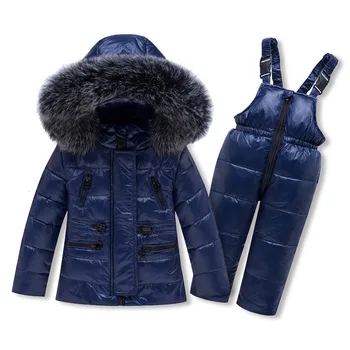 

2020 Winter Children Ski Snow Suit Warm Clothing Set down Jacket Overalls toddler Boy baby girl Clothes Kids thin Outerwear coat