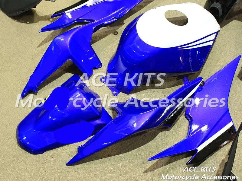 Мотоциклетный обтекатель abs для Kawasaki Ninja250 2008-2012 впрыска Bodywor эффектный синий белого и черного цвета+ майка ACE № 8580