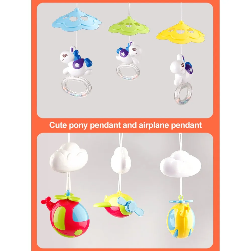 Baby Crib Rattles Toy Newborn Mobile Musical Box Bed Bell Educational Toys Preschool 0-12 months Kids Rotate Hanging Rattles Toy