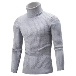 OEAK 2019 мужские свитера с высоким воротником, однотонный, простой, тонкий, облегающий, водолазка, вязаный пуловер с длинными рукавами, Топ
