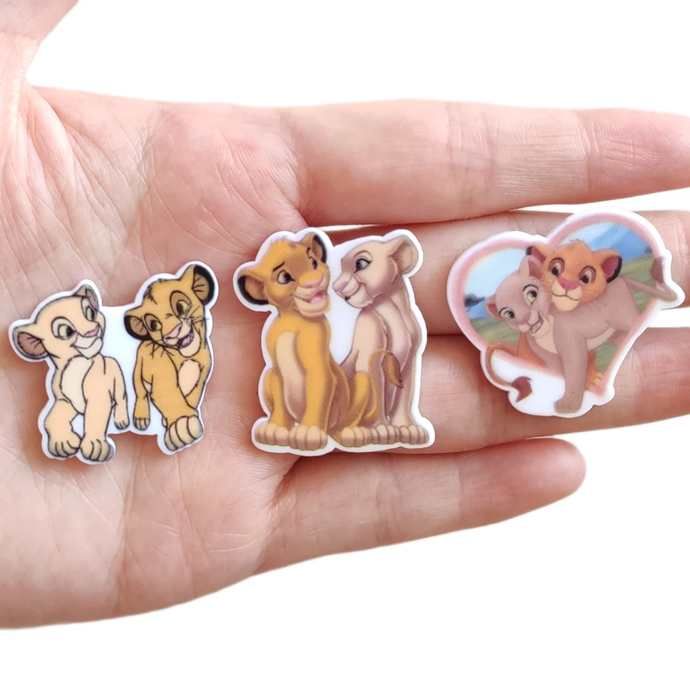 

50pcs 3 Styles Mix Cartoon Character Lion Flatback Resin Cabochon Animal Planar Resin DIY Craft Embellishments Hair Bow Centers