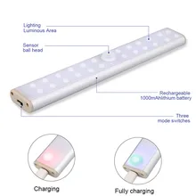 Светодиодный датчик движения PIR Сенсор светильник шкаф прикроватная лампа Беспроводной USB Перезаряжаемые светильник для шкаф для одежды шкаф со стеклянными дверями, Прямая поставка