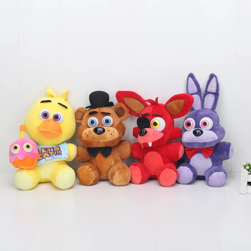 4 шт./компл. Бонни Five Nights At Freddy's» «пять ночей у Фредди» с рисунком персонажей из игры «пять ночей в Фредди» плюшевые куклы медведь Фредди Fazbear Фокси» из мультфильма для мальчика, Чика плюшевые игрушки рождественские подарки 10 ''25 см - Цвет: 1