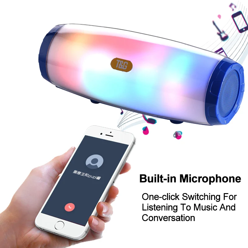 TG портативная колонка bluetooth 10W стерео колонки поддерживать FM радиоприемник USB LED Блютус колонка 3D акустическая система