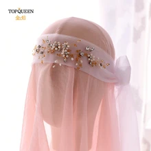 TOPQUEEN HWS07 Стразы свадебная вуаль повязка на голову свадебные головные уборы свадебная диадема для волос серебряные свадебные аксессуары для волос