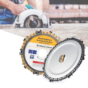 

Wood Sculpture Carving Chain Disc Multi-Functional Woodworking Saw Disc Angle Grinding Tool for 5 Inch Angle Grinder