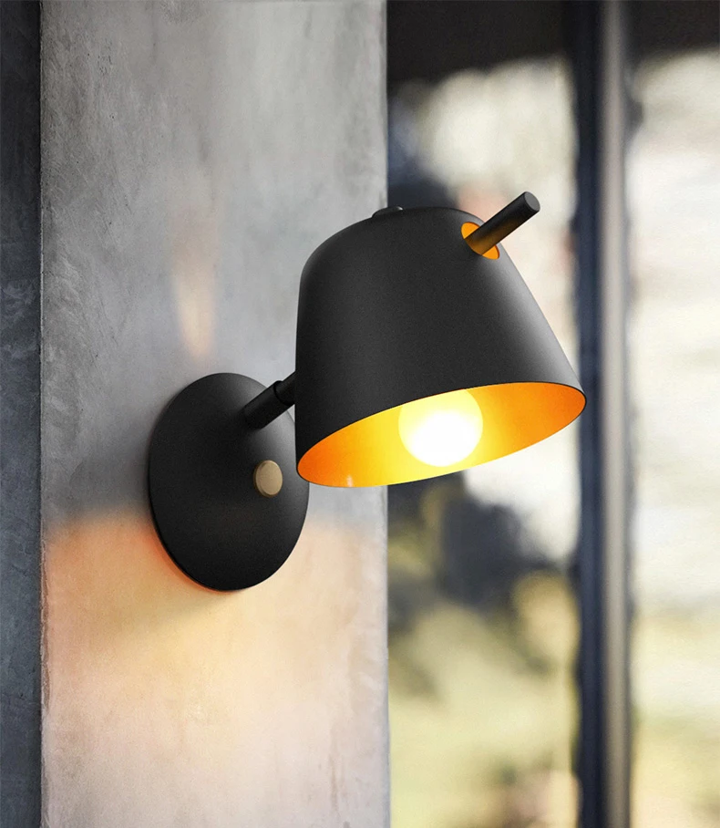 Настенный светильник прикроватный Настенный Современный Бра настенный светильник для спальни скандинавский матовый белый черный синий цвет E27 85-285 в