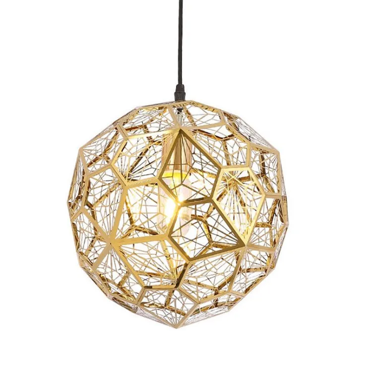 

Modern Simple Stainless Steel Polyhedron Ball Chandelier Bar Counter Restaurant Bar Creative Geometric Metal Mesh Chandelier