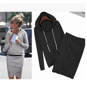 

Spring Two Piece Skirt Set Women Clothes Vetement Femme 2020 Chandal Mujer Long Sleeve Hoodie Sweatshirt Skirt Suit Club Outfits