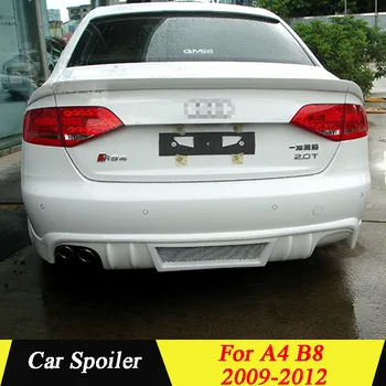 

For Audi A4 B8 2009 2010 2011 2012 Rear Trunk Spoiler 3Pcs/Set PU Material Primer Color Car Tail Wing Decoration For A4 B8