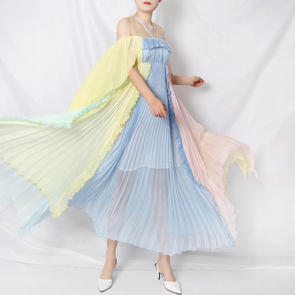 

Dresses Women 2020 Summer Fashion Slash Neck Ruffles Batwing Sleeve Women Dress Sexy Beach Holiday Party Dresses