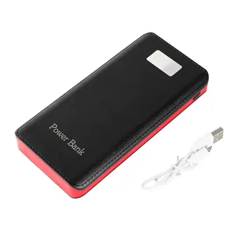 

20000MAH Universal External Power Bank Large Capacity PU Leather Pattern 4USB Display Battery Charger Supply For Smartphones