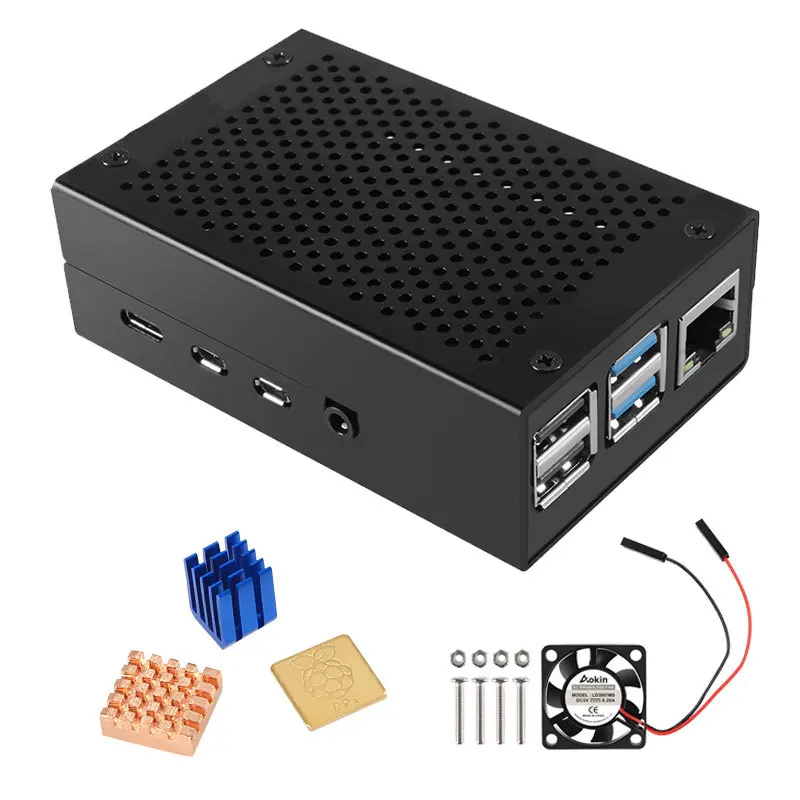 

Raspberry Pi 4 B Case Aluminum Case Black Silver Box Metal Enclosure for Raspberry PI 4 Model B