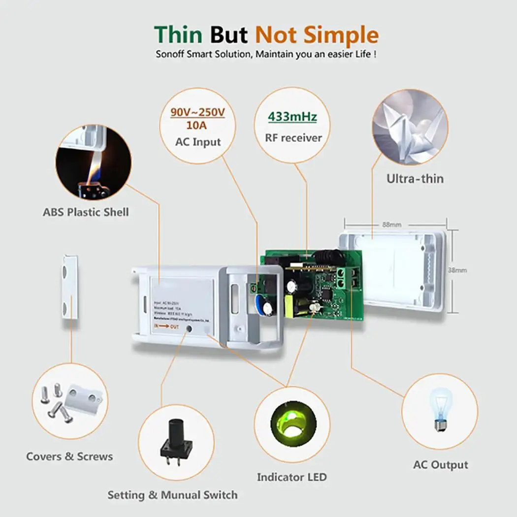Пульт дистанционного управления RF WiFi Smart Switch 10A прерыватель 433 мгц радиочастотный приемник умный дом поддерживает МГц дистанционное управление