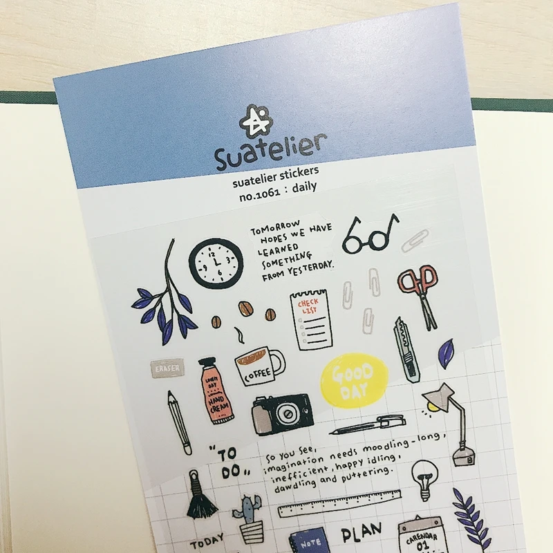 Suatelier Week Day Daily Sticker Plant Flower Clear PVC Scrapbooking Material Adhesive Die Cuttings Diary Journal Hobby Craft