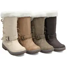 Популярные женские водонепроницаемые зимние ботинки г. Зимняя теплая обувь на плоской подошве с толстым мехом и плюшевой стелькой ботинки на шнуровке женская обувь, большой размер 34-43