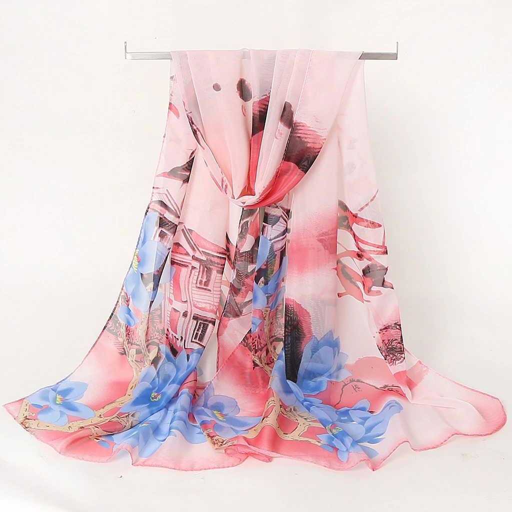 2019 Scarves For Women Hot Sale Print Flower Scarves Wrap Sunscreen Beach Long Hijab Four Seasons Available Cape Female 919