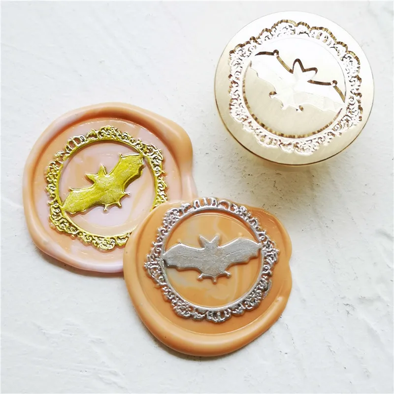 BAT in round ornate frame Wax Seal Stamp for seal stamps Retro Wood Stamp Sealing Wax Seal Wedding Decorative seals