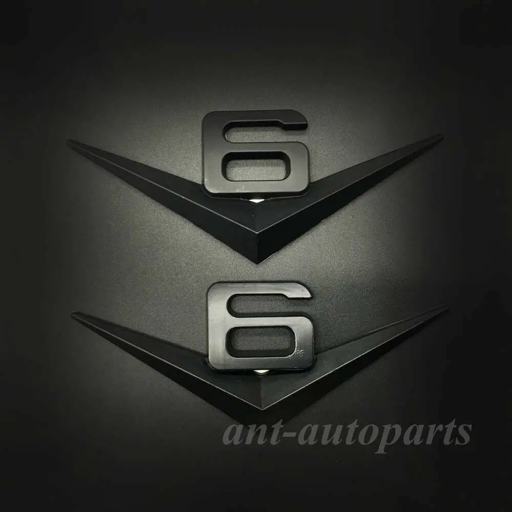 

2pcs Auto Car Matte Black V6 Vintage Logo Trunk Metal Emblem Badge Decal Sticker