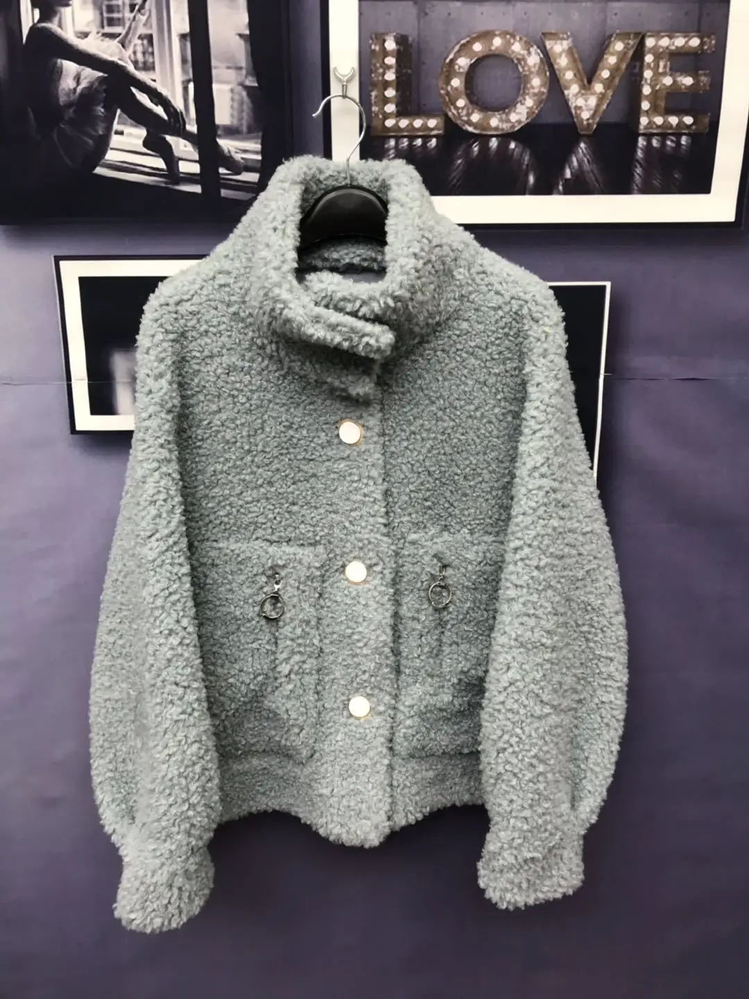 Light Blue Женское пальто с натуральным мехом, осенне-зимняя куртка, Корейская стрижка овец, шерсть, меховые пальто и куртки, женская одежда 190922012451 YY1801 - Цвет: Light Blue