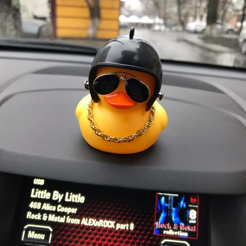 Rubber Duck for Car Cute Yellow Rubber Duck With Helmet Funny Yellow Duck  Car Decoration Car Accessories Cute Car Accessory 