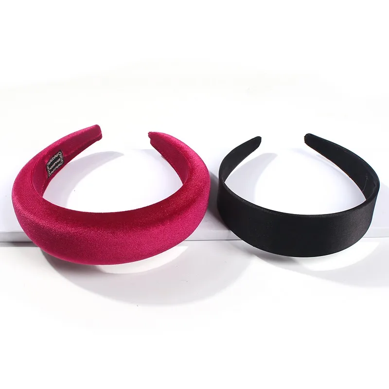 Fashion ZA Sponge Velvet Headband Hairband For Women Girls Solid Color Padded Headwear Hair Bands Hair Jewelry Accessories F0709