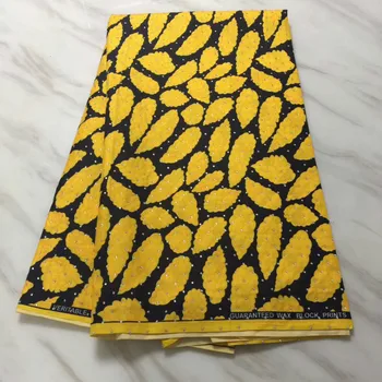 

African Ankara Printed Real Wax Cloth Fabric With Stone 2020 High quality Nigerian Veritable Wax Print Fabric For Women Dress