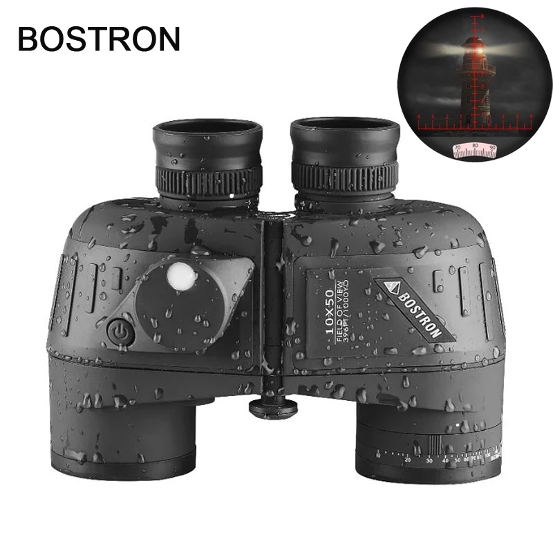 Binocolo 10X50 Telescopio Militare Marino Adulti Impermeabile Con Telemetro Bussola Bak4 Prisma Hd Birdwatching Per La Caccia