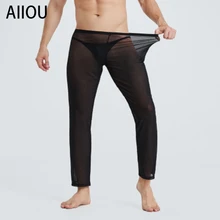 AIIOU мужские кальсоны прозрачные дышащие сексуальные ультра-тонкие леггинсы сексуальные брюки для геев кальсоны нижнее белье