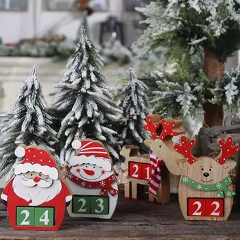 

Xmas Wooden Countdown Calendar for Home Office Desktop Ornament Decor Gift New Year Christmas Decoration for Home
