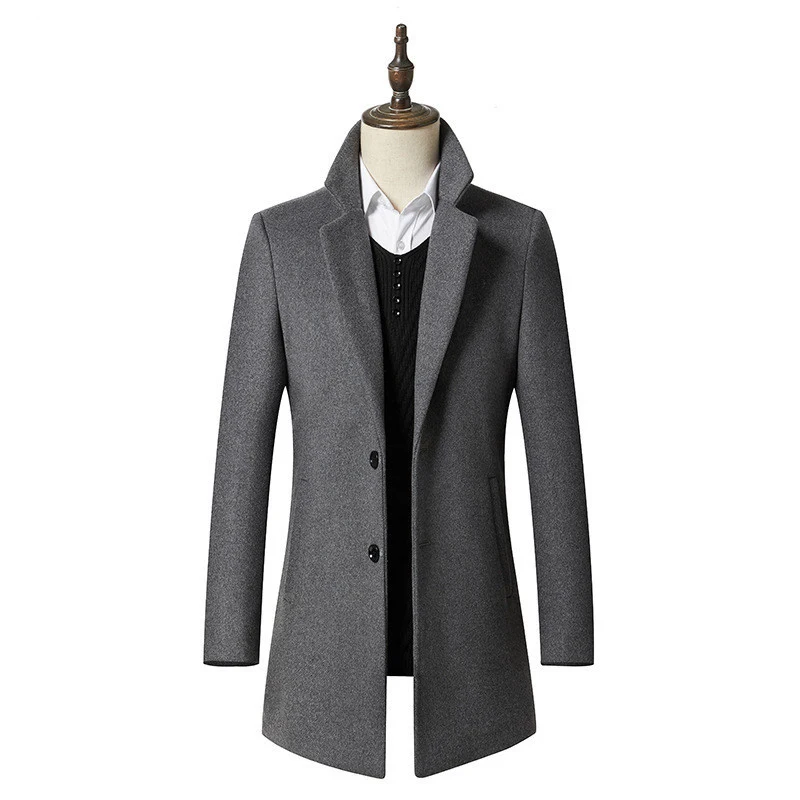 New Fashion Men Winter Wool Coat Men's Autumn High Quality Solid Color Simple Wool Blends Woolen Coat Abrigos Para Hombre Kaban New Fashion Men Winter Wool Coat Men's Autumn High Quality Solid Color Simple Wool Blends Woolen Coat Abrigos Para Hombre Kaban