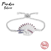 Модная подвеска Стерлинговое Серебро копия 1:1 копия, регулируемый головной убор с пером браслет для женщин Monaco Роскошные ювелирные изделия подарок