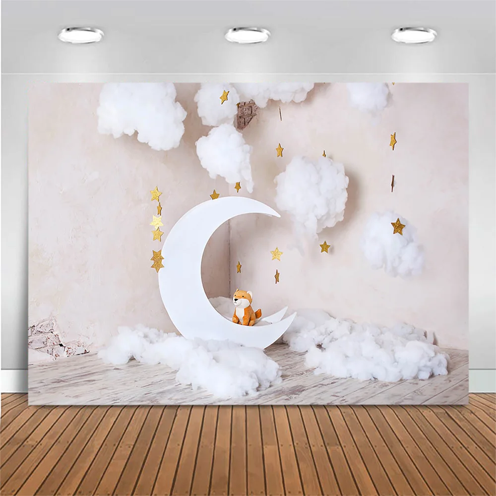 Twinkle Little Star Newborn Portrait Backdrop Photography Moon White Cloud  Kids Birthday Party Photo Background For Photo Studio - Backgrounds -  AliExpress