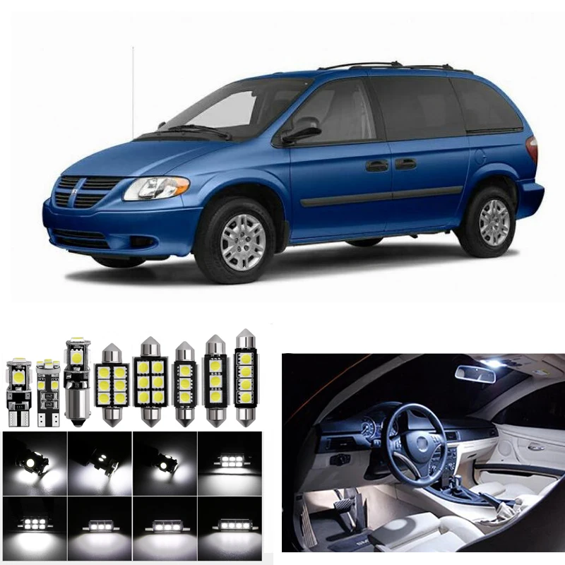 

15X Car White LED Lights Bulbs Interior Package Kit For 2001-2007Chrysler Town Country Map Dome Trunk License Plate Light Canbus
