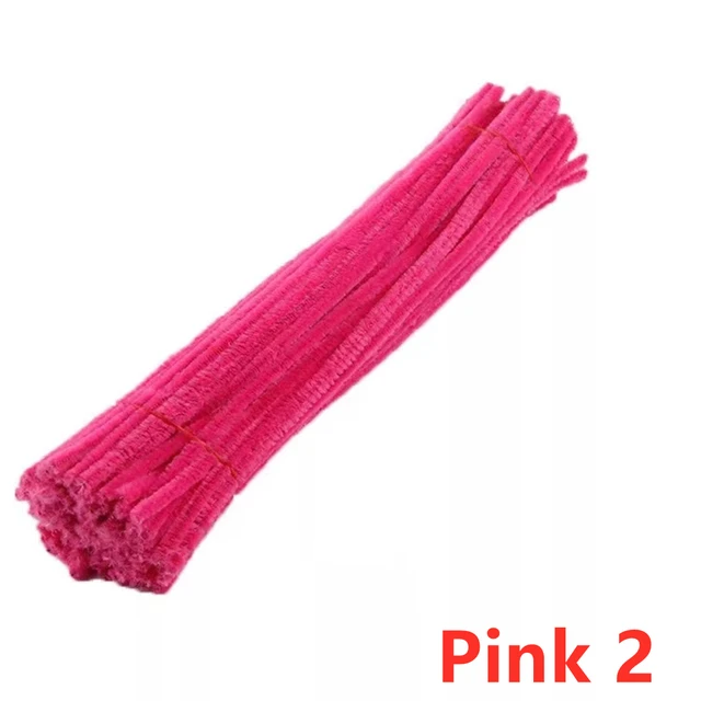 100pcs 30cm Chenille Stems Pipe Cleaners Kids Plush Educational Toy Colorful Pipe Cleaner Toys Handmade DIY Craft Supplies Pink2 100Pcs