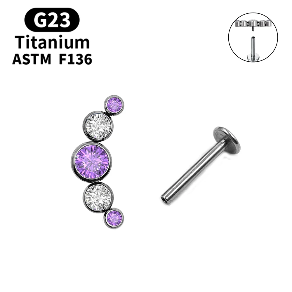 2021 Cute Colorful Opal Earrings G23 F136 Titanium Earrings Lip Piercing Labret Spiral Cartilage Earrings for Girls Holiday Gift 