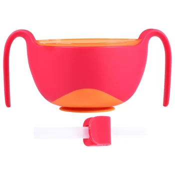 

1pc Large Capacity Baby Bowl Suction Cup Bowl Three-in-one Kids Bowl Food Container for Infants Kids (Red)