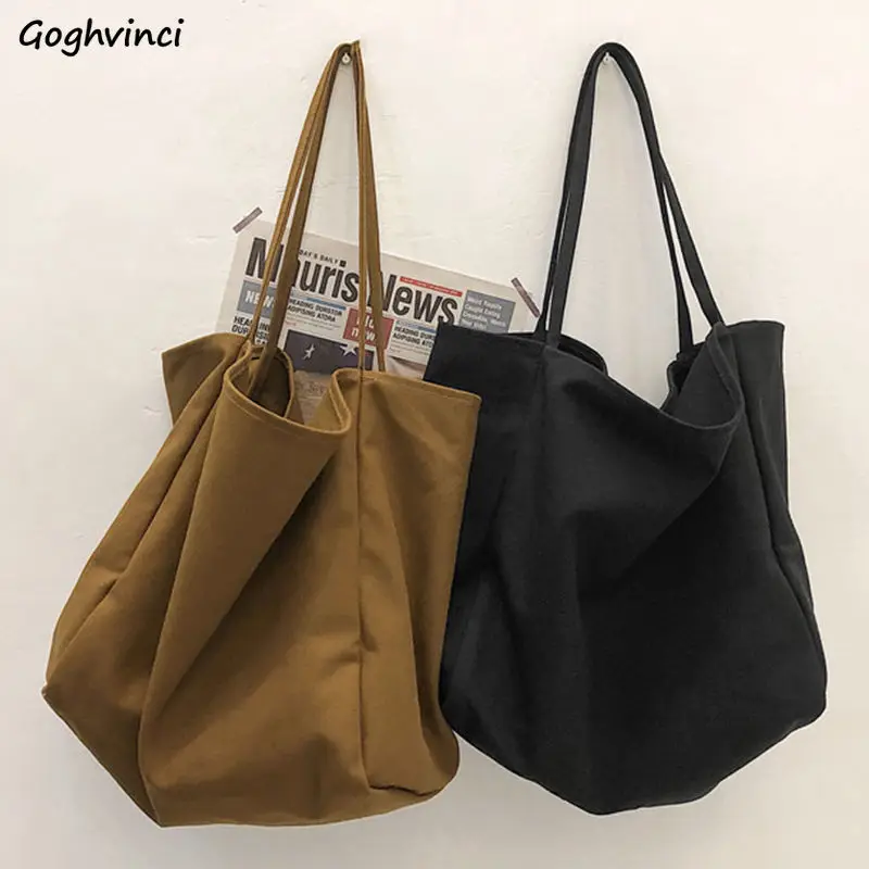 Women Canvas Tote Bags with Handle Solid Simple Reusable Korean Shoulder Female Bag Large Capacity Casual Environmental Ins New | Багаж и