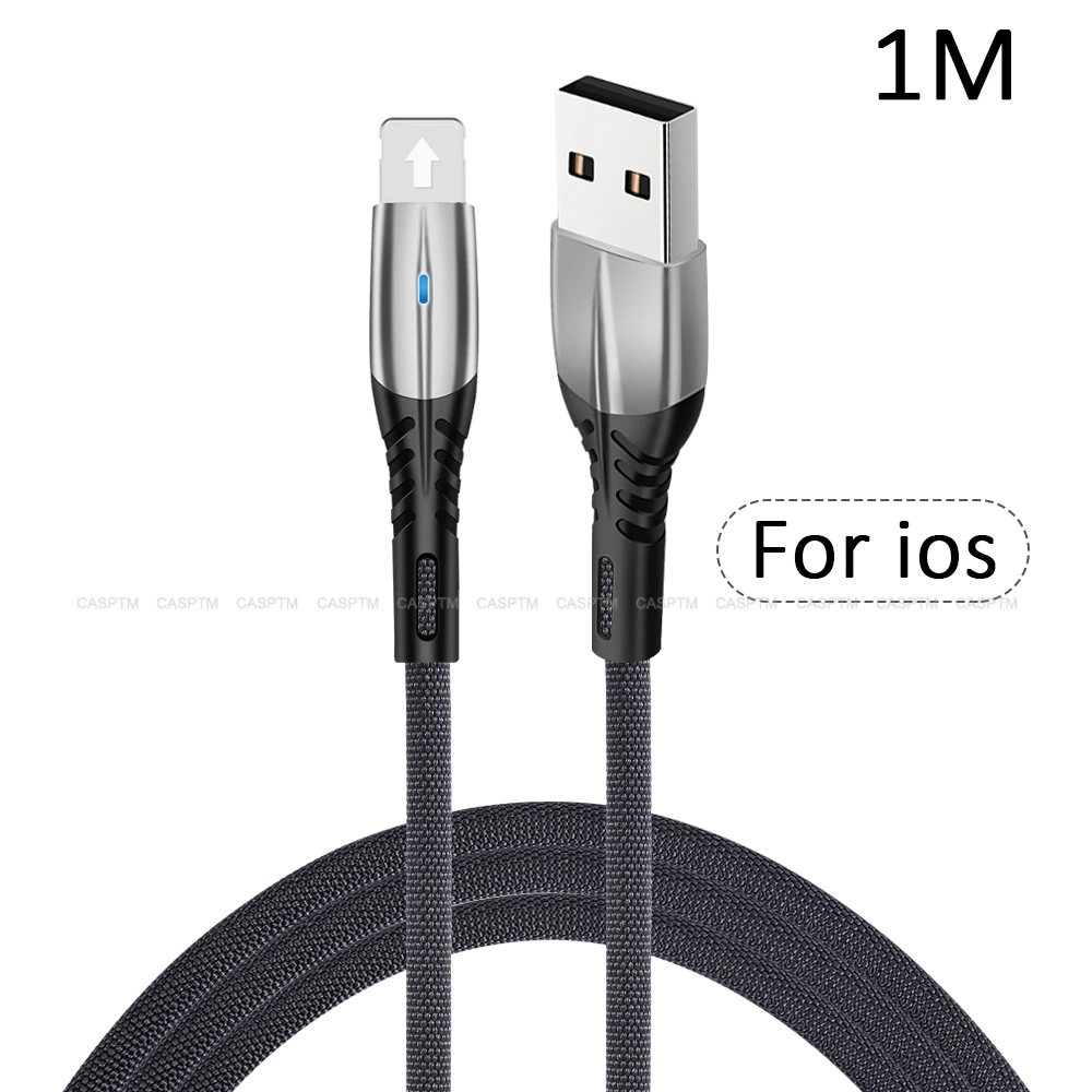 Type-C USB C светодиодный кабель для телефона samsung S10e для Xiaomi K30 Pro мобильный телефон USBC Быстрая зарядка зарядное устройство Шнур USB-C кабель type-C - Цвет: For IOS Silver