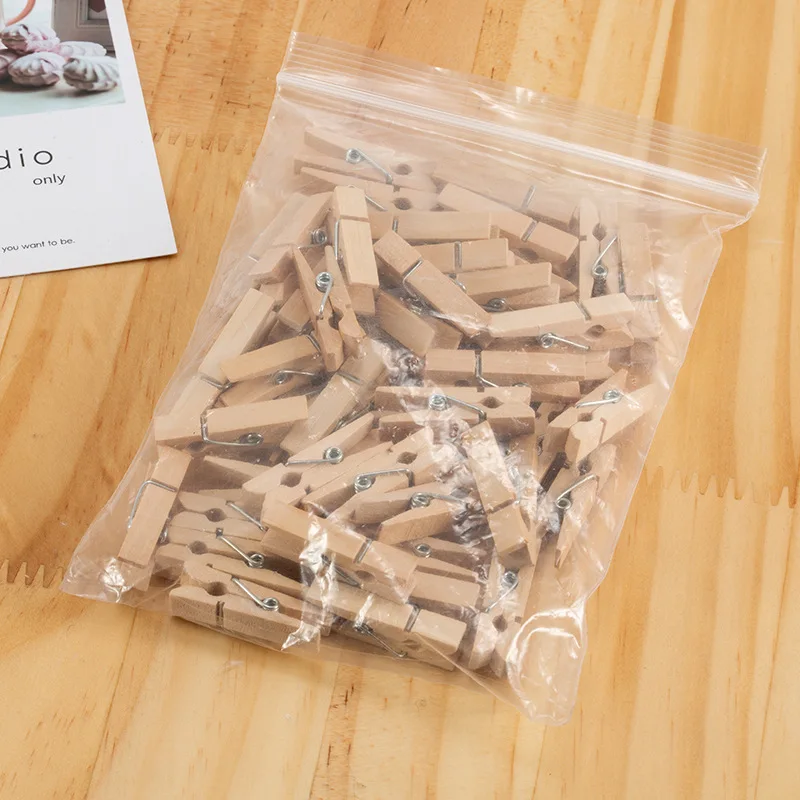 50/100/200pcs Clips Wood Photo Album Clamp DIY Picture Mini Clothespin Home Laundry  Clothes Pin