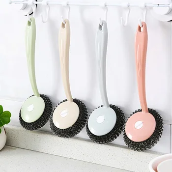 

3 Pcs Scrub Brush Cleaning Dishes Brush Wire Bristles Long Handle for Kitchen Pot Pans High-Quality Wire Bristles Cleaning Tools