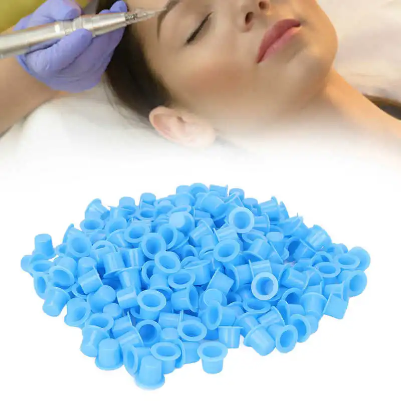 

1000pcs Tattoo Ink Pigment Cup Disposable Blue Plastic Eyebrow Lip Eyes Tattoo Pigment Cup Tattoo Supplies For Tattooing