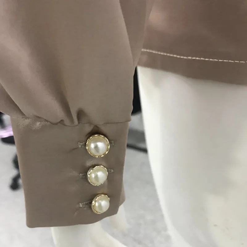 Nadafair, атласная блузка с длинным рукавом для женщин,, вечерние, повседневные, OL размера плюс, офисная, элегантная, шелковая блузка, рубашка, женские топы