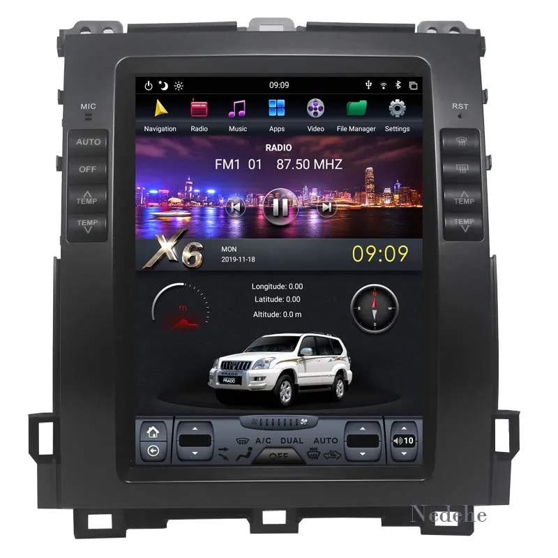 Android 8.1RAM 4GB Автомобильный gps-навигация, dvd-плеер для Lexus GX470/Toyota Land Cruiser Prado 120 2002-2009 Tesla стиль 10,4"