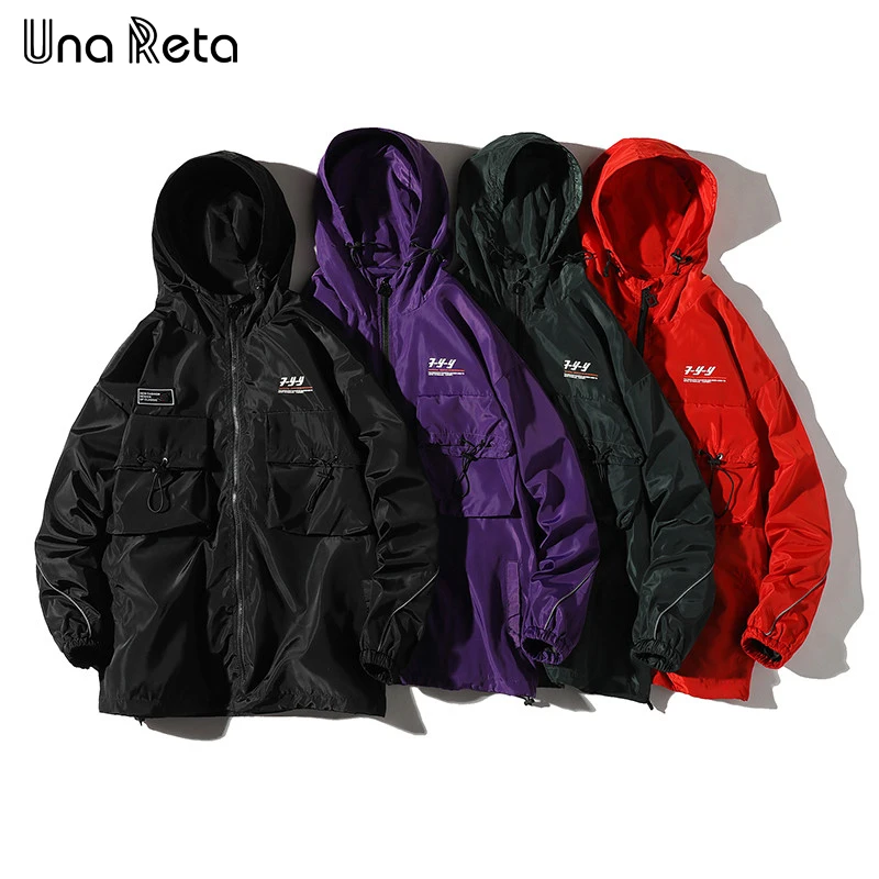 Una Reta, мужская куртка с капюшоном, осенняя, повседневная, новая, длинная куртка-ветровка, мужские куртки в стиле хип-хоп, большие размеры, мужская спортивная куртка, уличная одежда