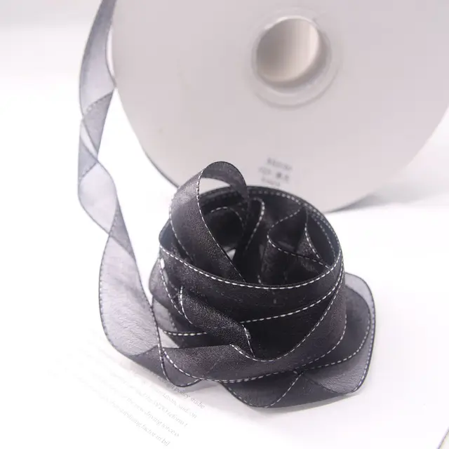 25mm Wide-Sided Ribbons Like You Confession Bowknot Wedding Gauze Christmas Party Packaging Decoration Lace Crafts Ribbon black1